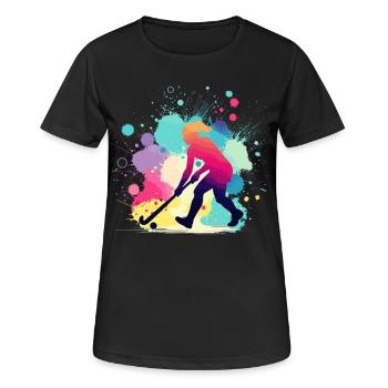 Hockey sur gazon, joueur de hockey sur gazon, hockey - T-shirt respirant Femme - noir - Devant - AI Model Female 172 light (172cm)