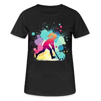 Hockey sur gazon, joueur de hockey sur gazon, hockey - T-shirt respirant Femme - noir - Devant - AI Model Female 172 light (172cm)