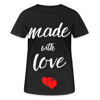 Made with Love Hearts - Frauen T-Shirt atmungsaktiv - Schwarz - Vorne - AI Model Female 172 light (172cm)