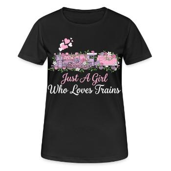 Just A Girl Who Loves Trains Locomotive - Women's Breathable T-Shirt - black - Front - AI Model Female 172 light (172cm)