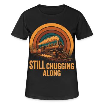 Retro Steam Train Locomotive Railfan - Women's Breathable T-Shirt - black - Front - AI Model Female 172 light (172cm)