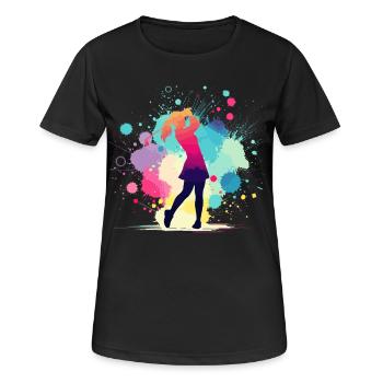 Golf, Golferin, Golfspielerin Frau, Golfgrafik - Frauen T-Shirt atmungsaktiv - Schwarz - Vorne - AI Model Female 172 light (172cm)