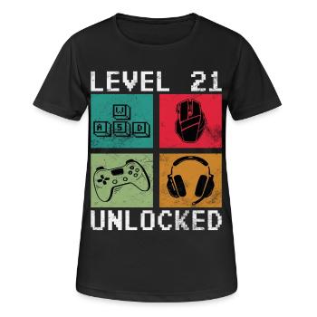 Niveau 21 Déverrouiller le jeu rétro - T-shirt respirant Femme - noir - Devant - AI Model Female 172 light (172cm)