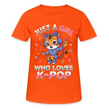 Just a Girl Who Loves K-Pop Tiger - Women's Breathable T-Shirt - neon orange - Front - AI Model Female 172 dark (172cm)