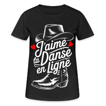Danse en Ligne Cowboy Amour Boots - T-shirt respirant Femme - noir - Devant - AI Model Female 172 light (172cm)