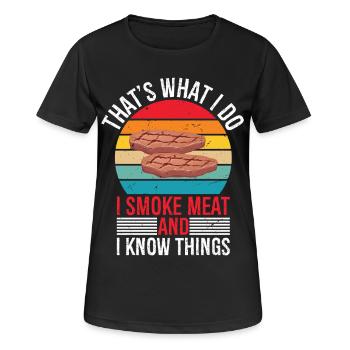 Grill fumoir à barbecue à la viande Funny Pitmaster I - T-shirt respirant Femme - noir - Devant - AI Model Female 172 light (172cm)