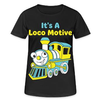 Lokomotiv Funny Train Wortspiel-Lokomotive - Frauen T-Shirt atmungsaktiv - Schwarz - Vorne - AI Model Female 172 light (172cm)