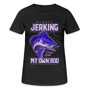 Toujours en train de branler ma canne en train de pêcher bizarrement - T-shirt respirant Femme - noir - Devant - AI Model Female 172 light (172cm)