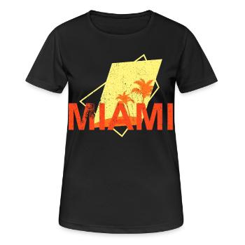 Miami Palmen Neon - Frauen T-Shirt atmungsaktiv - Schwarz - Vorne - AI Model Female 172 light (172cm)