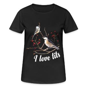 Mésange Peluche Observatrice d’oiseaux Mésange oiseau - T-shirt respirant Femme - noir - Devant - AI Model Female 172 light (172cm)