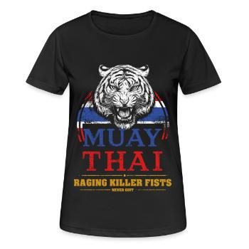 Tiger Muay Thai - Frauen T-Shirt atmungsaktiv - Schwarz - Vorne - AI Model Female 172 light (172cm)
