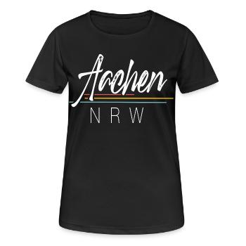 Aachen - Frauen T-Shirt atmungsaktiv - Schwarz - Vorne - AI Model Female 172 light (172cm)