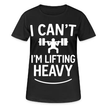 Ich kann nicht — ich hebe schwer Krafttraining - Frauen T-Shirt atmungsaktiv - Schwarz - Vorne - AI Model Female 172 light (172cm)