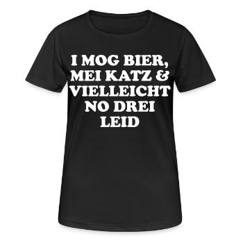 J’aime la bière, mon chat et peut-être pas de trois chagrins - T-shirt respirant Femme - noir - Devant - AI Model Female 172 light (172cm)