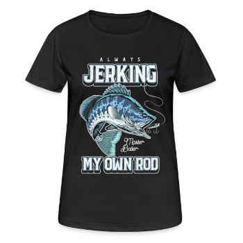 Toujours en train de branler ma canne en train de pêcher bizarrement - T-shirt respirant Femme - noir - Devant - AI Model Female 172 light (172cm)