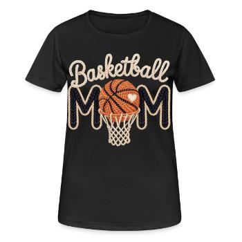 Basketball Mom Faux Yarn Crochet Pattern - Women's Breathable T-Shirt - black - Front - AI Model Female 172 light (172cm)