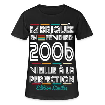 20-jähriges Jubiläum – Hergestellt im Februar 2006 - Frauen T-Shirt atmungsaktiv - Schwarz - Vorne - AI Model Female 172 light (172cm)