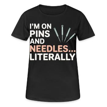 Je suis sur des fourmillements professionnels, acupuncteur professionnel - T-shirt respirant Femme - noir - Devant - AI Model Female 172 light (172cm)
