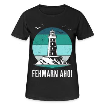 Baltic Sea FEHMARN AHOI Phare Rétro Drôle - T-shirt respirant Femme - noir - Devant - AI Model Female 172 light (172cm)