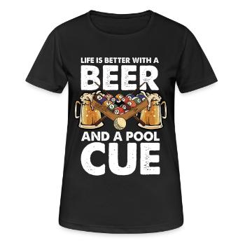 Bière, billard et queue - T-shirt respirant Femme - noir - Devant - AI Model Female 172 light (172cm)