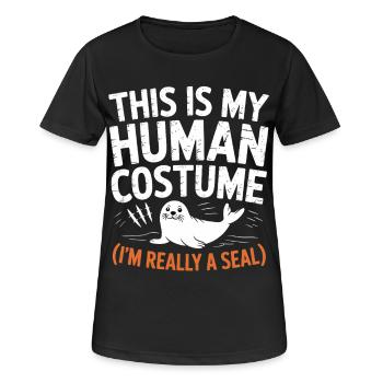 Seehund Kostüm Wortwitz - Frauen T-Shirt atmungsaktiv - Schwarz - Vorne - AI Model Female 172 light (172cm)