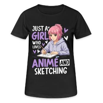 Just A Girl Who Loves Anime And Sketching - Women's Breathable T-Shirt - black - Front - AI Model Female 172 light (172cm)