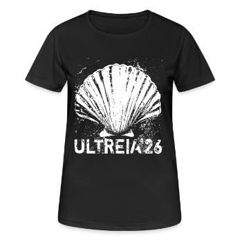 Buen Camino 2026 | Ultreia 26, Pilger, Santiago - Frauen T-Shirt atmungsaktiv - Schwarz - Vorne - AI Model Female 172 light (172cm)