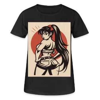 Pin-up d’une combattante - T-shirt respirant Femme - noir - Devant - AI Model Female 172 light (172cm)