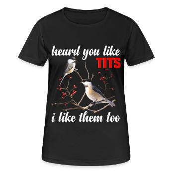 Mésange amoureuse des peluches Ornithologue Ornithologue Ornithologue - T-shirt respirant Femme - noir - Devant - AI Model Female 172 light (172cm)