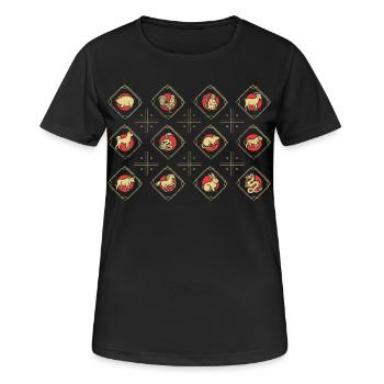 Chinesisches Neujahr Chinesisches Tierzeichen - Frauen T-Shirt atmungsaktiv - Schwarz - Vorne - AI Model Female 172 light (172cm)