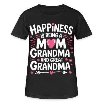 Glück: Mama, Oma und Ur-Oma - Frauen T-Shirt atmungsaktiv - Schwarz - Vorne - AI Model Female 172 light (172cm)