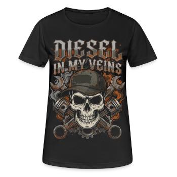 Dieselmechaniker, Lkw-Fahrer, Lkw-Fahrer, - Frauen T-Shirt atmungsaktiv - Schwarz - Vorne - AI Model Female 172 light (172cm)