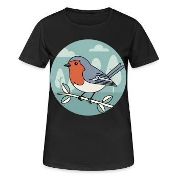 rouge-gorge - T-shirt respirant Femme - noir - Devant - AI Model Female 172 light (172cm)