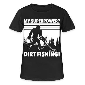 Dirt Fishing Big Foot - Frauen T-Shirt atmungsaktiv - Schwarz - Vorne - AI Model Female 172 light (172cm)
