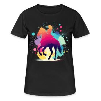 Cavalier, équitation, sports équestres, illustrations équestres - T-shirt respirant Femme - noir - Devant - AI Model Female 172 light (172cm)