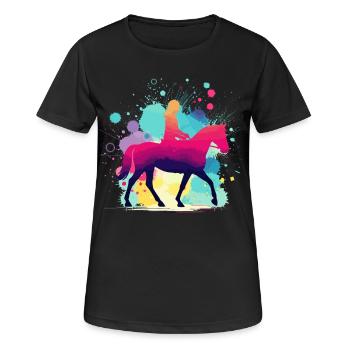 Cavalier, équitation, sports équestres, illustrations équestres - T-shirt respirant Femme - noir - Devant - AI Model Female 172 light (172cm)