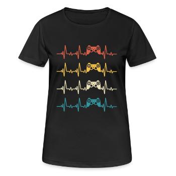 Console de jeu Retro Heartbeat Gamer Gaming  - T-shirt respirant Femme - noir - Devant - AI Model Female 172 light (172cm)