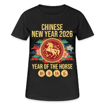 Chinese New Year 2026 Year Of Horse Chinese Zodiac - Women's Breathable T-Shirt - black - Front - AI Model Female 172 light (172cm)