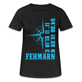 Île de la mer Baltique FEHMARN Souvenir Drôle - T-shirt respirant Femme - noir - Devant - AI Model Female 172 light (172cm)