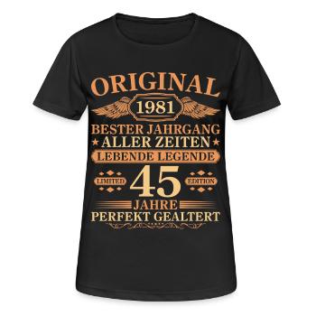 1981 Millésime parfaitement maturé 45e anniversaire - T-shirt respirant Femme - noir - Devant - AI Model Female 172 light (172cm)