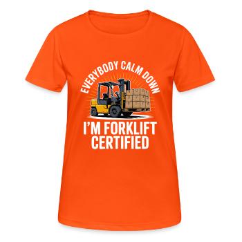 Forklift Certified Humorvolles Gabelstapler-Design - Frauen T-Shirt atmungsaktiv - Neonorange - Vorne - AI Model Female 172 dark (172cm)