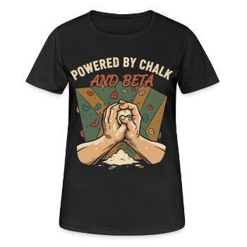 Angetrieben von Kreide- und Beta-Klettern - Frauen T-Shirt atmungsaktiv - Schwarz - Vorne - AI Model Female 172 light (172cm)