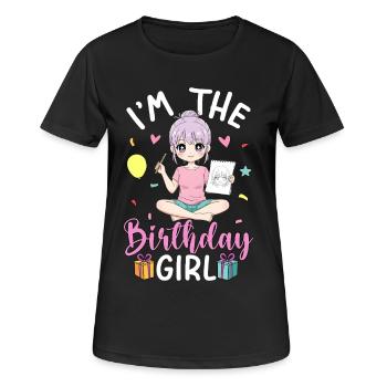 Je suis la fille d’anniversaire - T-shirt respirant Femme - noir - Devant - AI Model Female 172 light (172cm)