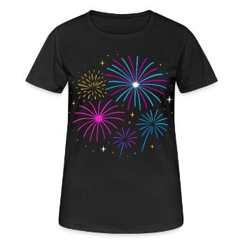 Feuerwerk Silvester Design – Happy New Year - Frauen T-Shirt atmungsaktiv - Schwarz - Vorne - AI Model Female 172 light (172cm)