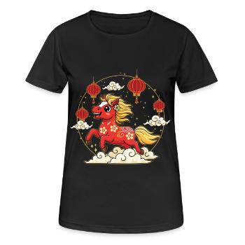 Year Of Horse Chinese Zodiac Chinese New Year 2026 - Women's Breathable T-Shirt - black - Front - AI Model Female 172 light (172cm)