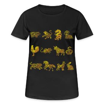 Chinesisches Neujahr, Chinesisches Tierkreis - Frauen T-Shirt atmungsaktiv - Schwarz - Vorne - AI Model Female 172 light (172cm)