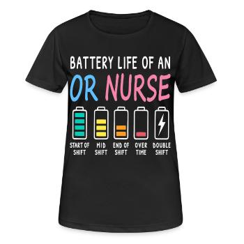 Akkustand einer OP Pflegekraft Humor - Frauen T-Shirt atmungsaktiv - Schwarz - Vorne - AI Model Female 172 light (172cm)
