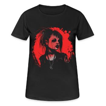Grunge Porträt einer rebellischen Frau - Frauen T-Shirt atmungsaktiv - Schwarz - Vorne - AI Model Female 172 light (172cm)