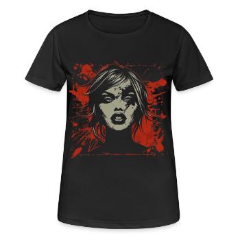 Visage féminin abstrait dans le style grunge - T-shirt respirant Femme - noir - Devant - AI Model Female 172 light (172cm)
