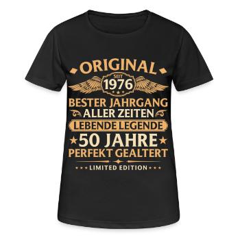 Geburtstag Jahrgang 1976 - 50 Jahre - Frauen T-Shirt atmungsaktiv - Schwarz - Vorne - AI Model Female 172 light (172cm)